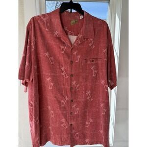 Caribbean Shirt Mens 3XT  Silk Blend Hawaiian Button Up SS, Pineapple Print EUC